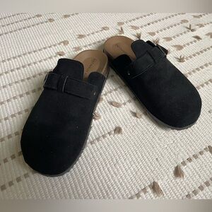 Black Corduroy Slip-On Clogs
